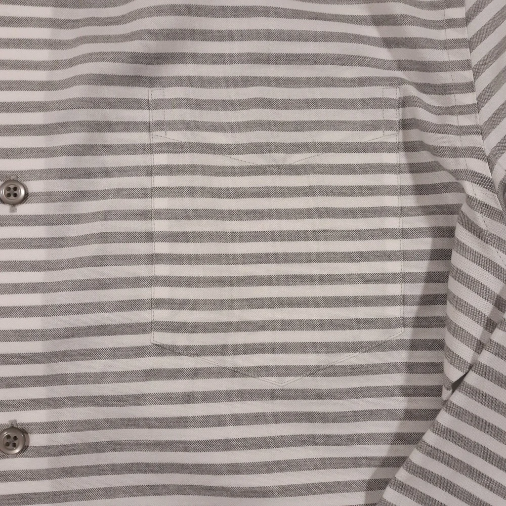 Banana Republic Non-Iron Shirt Mens Size Large Tall Slim‎ Fit Gray Striped NEW